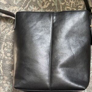 Black Leather women’s tote bucket Bag